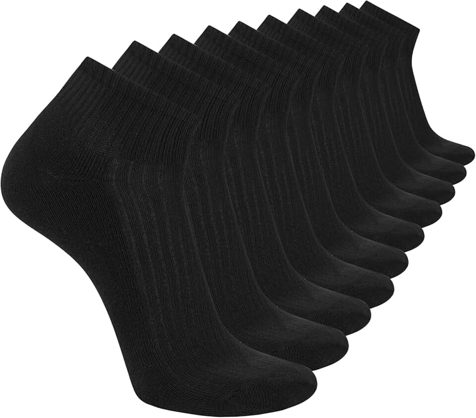 Skechers Men's 10-pack Half Terry Classic Quarter Crew Socks, Comfort-fit & Cushioned Footbed