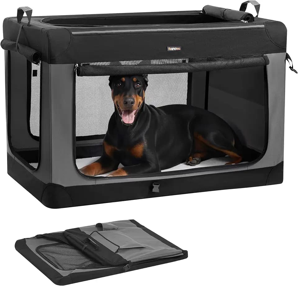Feandrea Collapsible Dog Crate, Portable Oxford Fabric Pet Carrier, 48-Inch