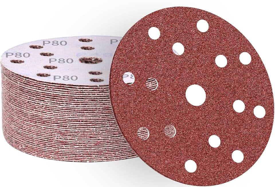 Schleifpapier 150mm Klett 80 körnung 15-Loch Schleifscheiben Profi für Rund Exzenterschleifer(50 Stück)