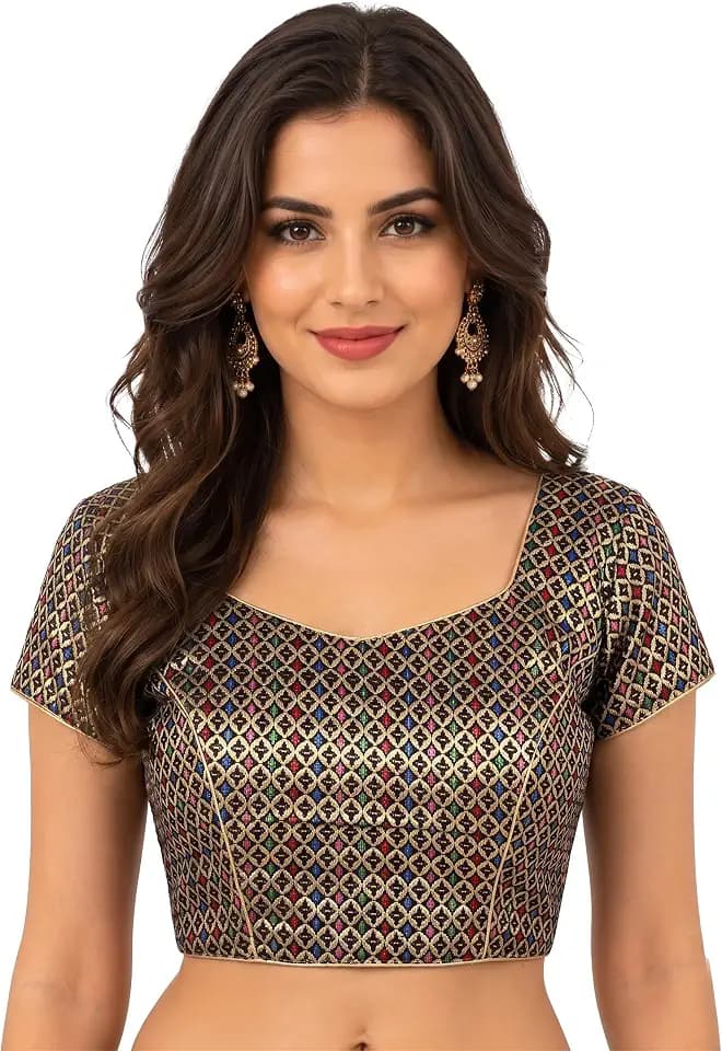Chandrakala Women's Banarasi Brocade Saree Blouse Wedding & Festive Wear (B106)