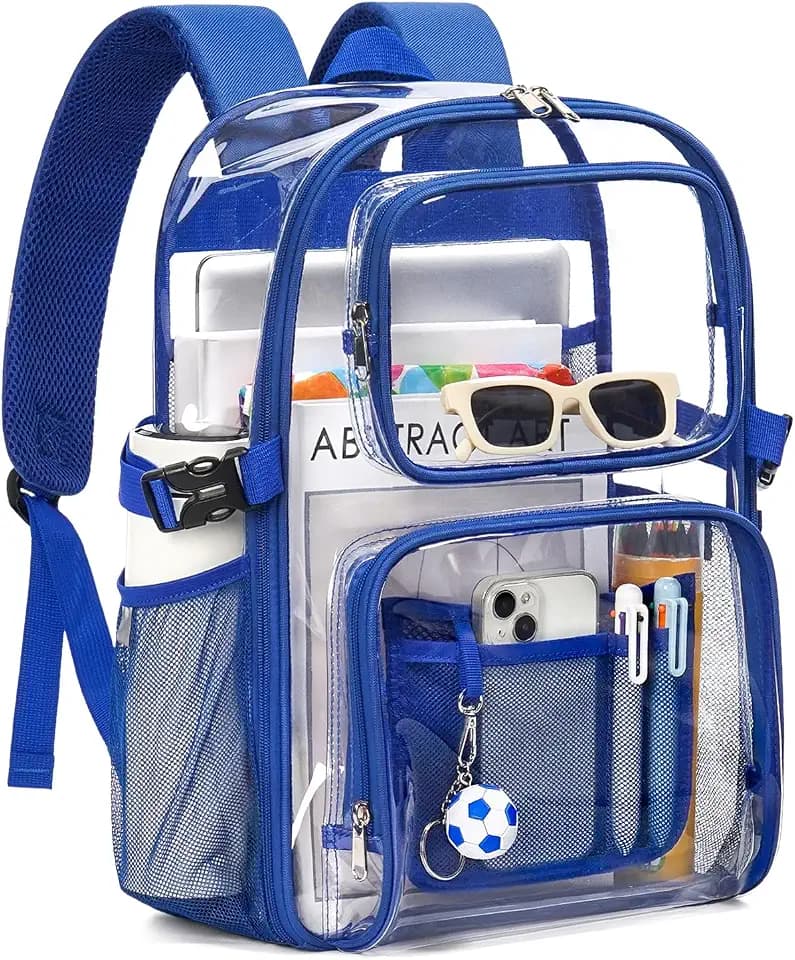 Clear Backpack for School, 17" Heavy Duty Large Clear Bookbag