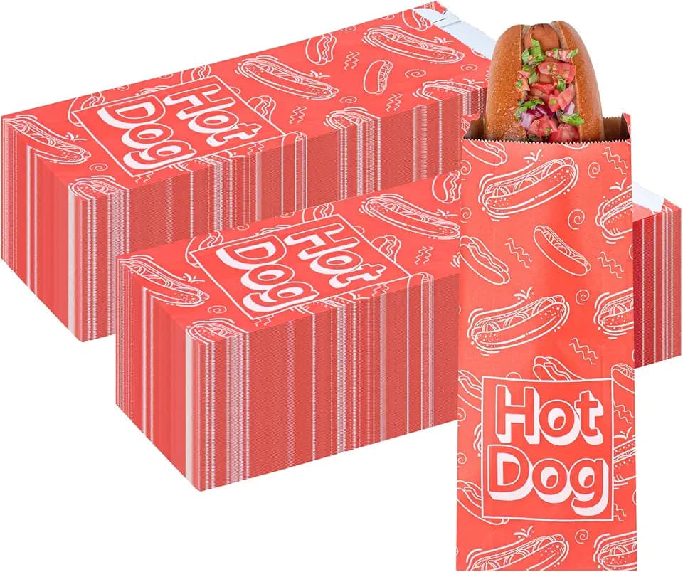 Restaurantware Red Paper Printed Hot Dog Foil Bag, 100 Pack