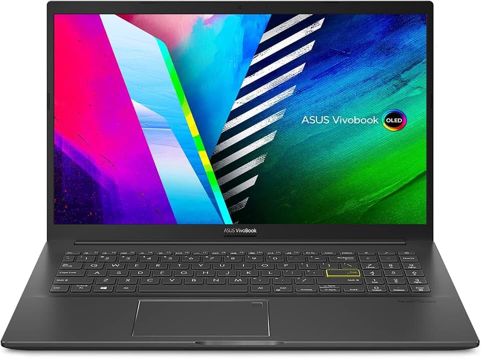 ASUS VivoBook 15 OLED K513 Thin & Light Laptop, 15.6 OLED Display, Intel i5-1135G7 CPU, Intel Iris Xe Graphics, 12GB RAM, 512GB PCIe SSD, Fingerprint Reader, Windows 10 Home, Indie Black, K513EA-AB54