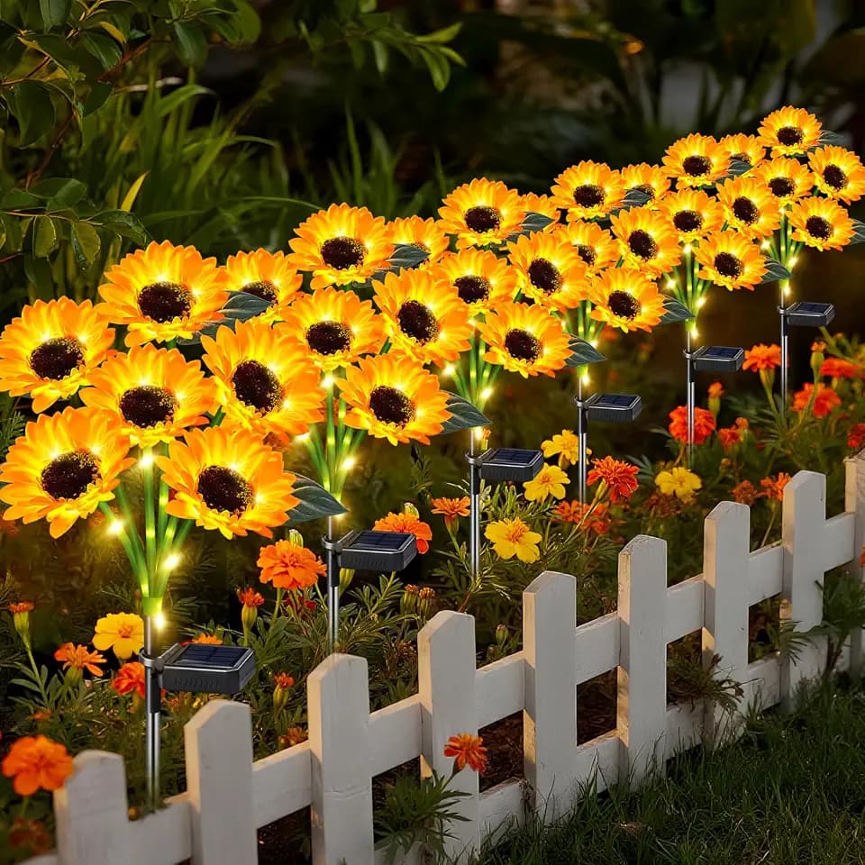 6 Pack Sunflower Solar Garden Lights Decorative Solar Landscape Lights
