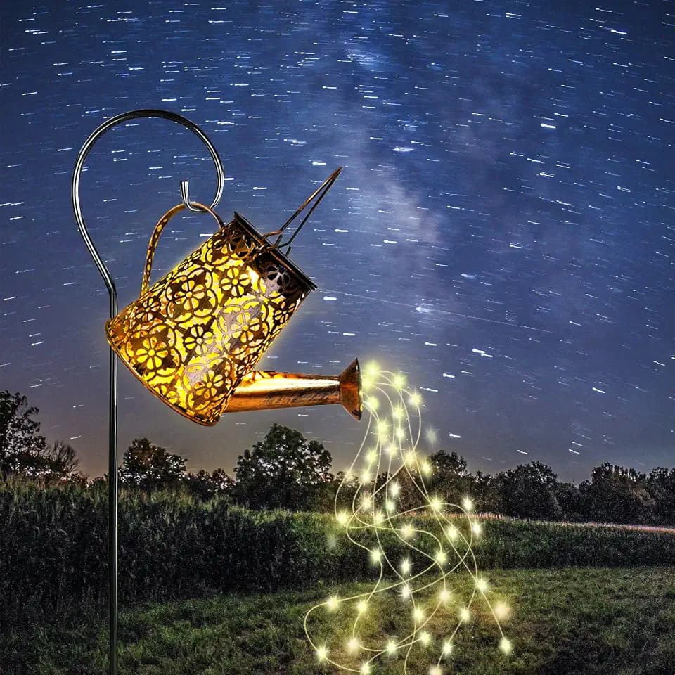 Solar Watering Can Lights with Cascading Lights,Solar Lantern Light Outdoor,Large Hanging Solar Powered Lantern Outdoor,Garden Porch Patio Yard Decor,Gardening Gifts for Women