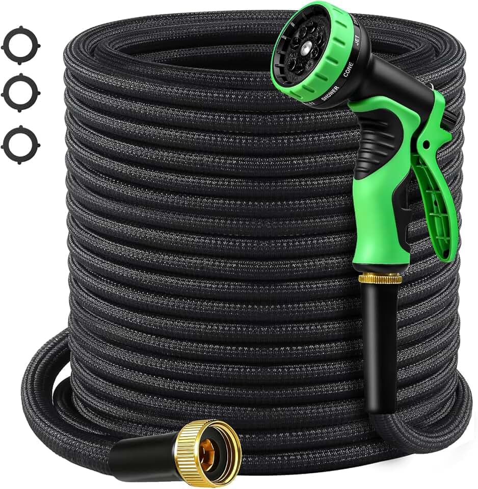 Garden Hose 100 FT, Lightweight Water Hose with 10 Function Nozzle