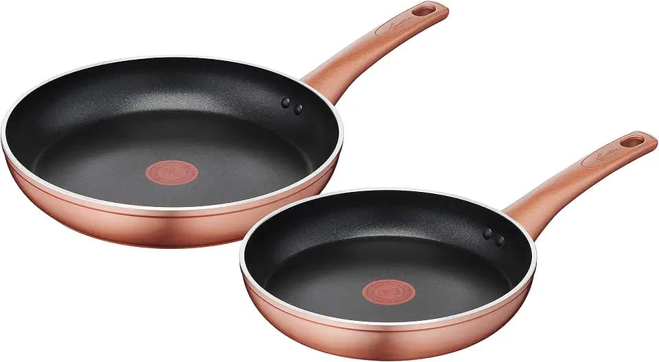 Lagostina Ramata Pfannen-Set, Kupfer-Effekt außen, Aluminium-Antihaftbeschichtung 24/28 cm