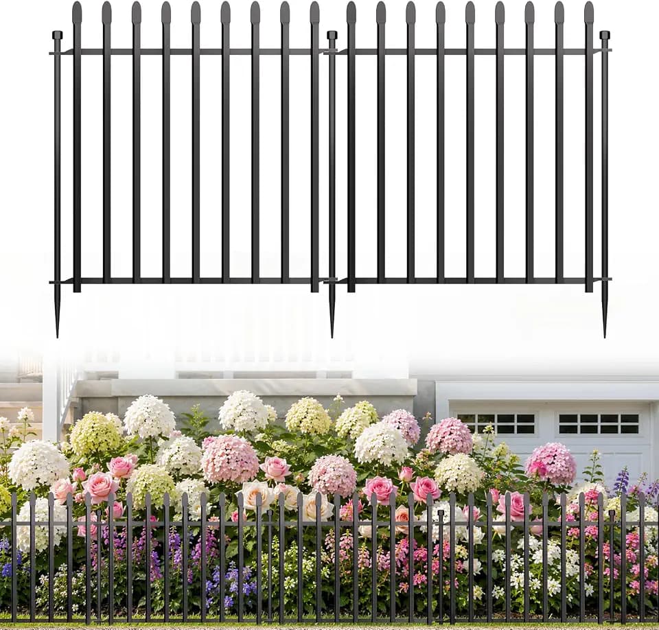 No Dig Decorative Garden Fence, 24in(H)×22ft(L), 10 Panels