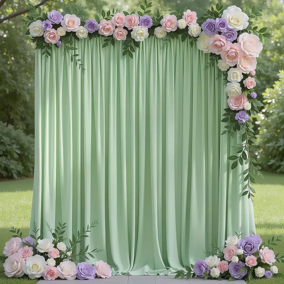 Wokceer Sage Green Backdrop Curtain for Parties Backdrop Drapes 10x8FT