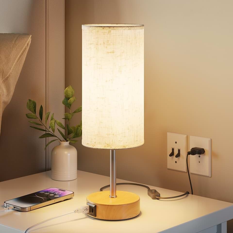 Nachttischlampe Touch, Tischlampe Dimmbar mit Ladefunktion