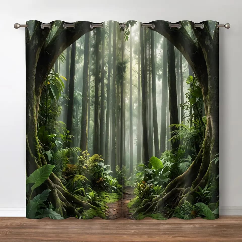 Jekeno Mystical Forest Path Window Blackout Curtain