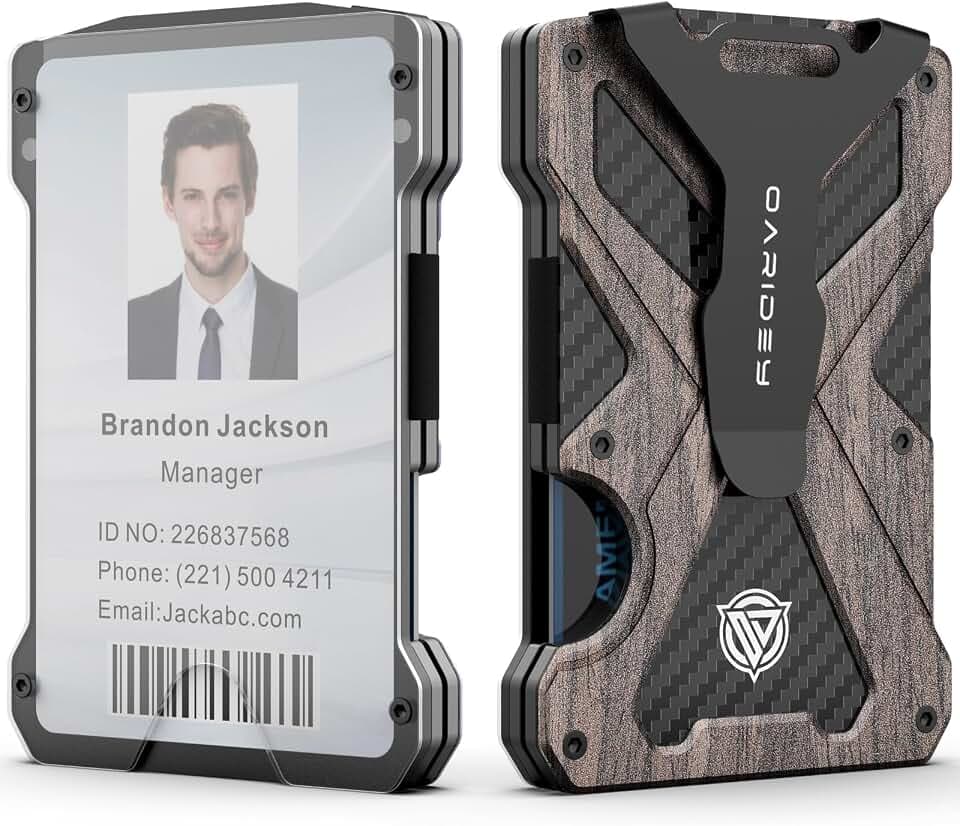Oaridey Minimalist Wallet for Men with Clear ID Card Holder, RFID Blocking