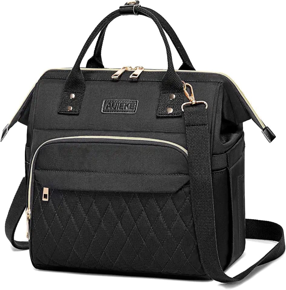 AIJIEKE Insulated Lunch Bag for Women, Large Leakproof Lunch Box, Black