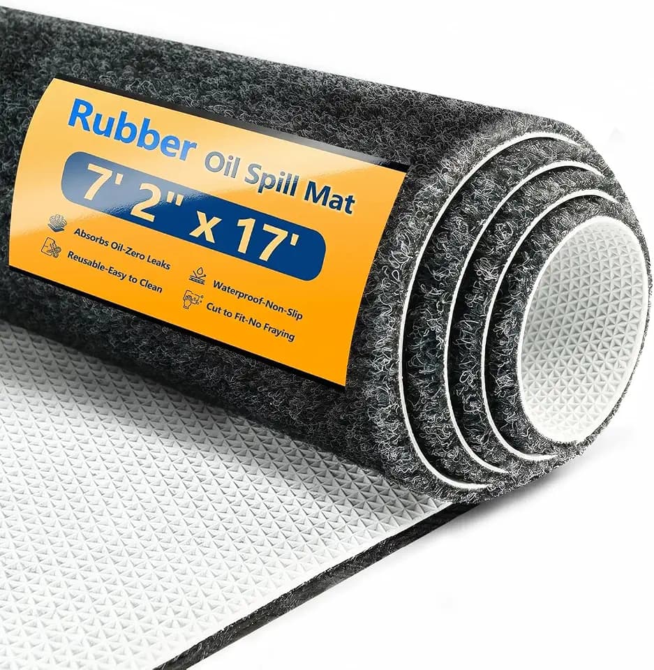 Mulctun 0.23" Oil Spill Mat, 7'2" x 17' Rubber Backing Garage Floor Mat