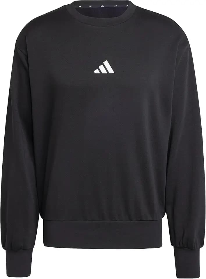 adidas Herren Essentials Feelcozy Fleece Sweatshirt, Black/White, L