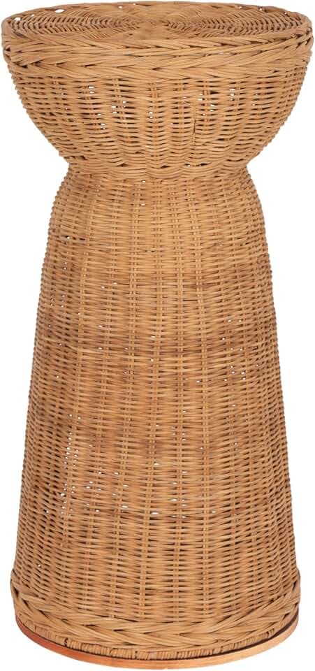 Kate and Laurel Thatch Modern Woven Rattan Round Drink Table