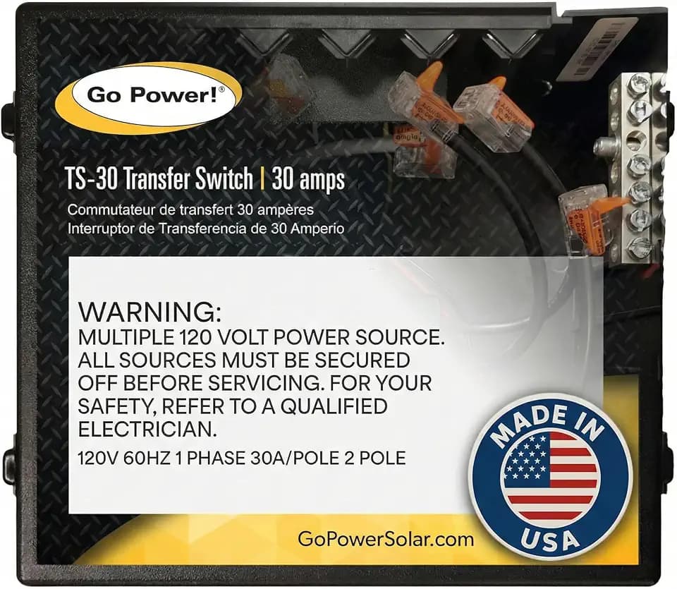 Go Power TS-30 30 Amp Automatic Transfer Switch, Dual Source Compatibility