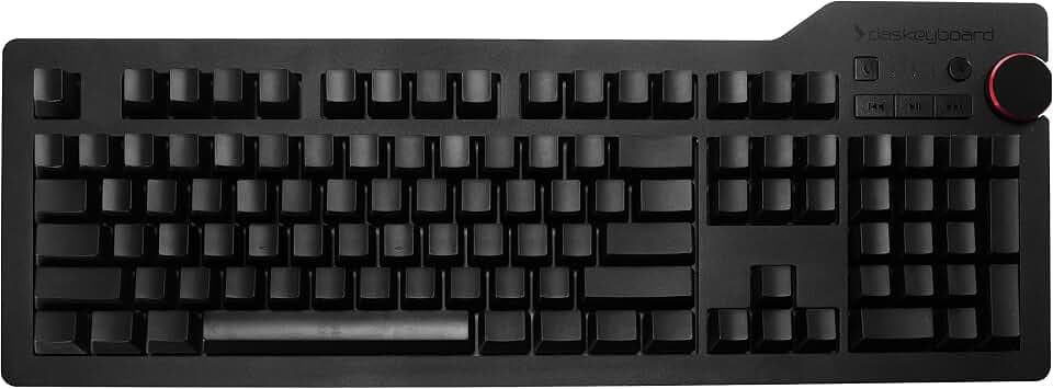 Das Keyboard 4 Ultimate Blank Wired Mechanical Keyboard, Cherry MX Brown Mechanical Switches, 2-Port USB 3.0 Hub, Volume Knob, Aluminum Top (104 Keys, Black)