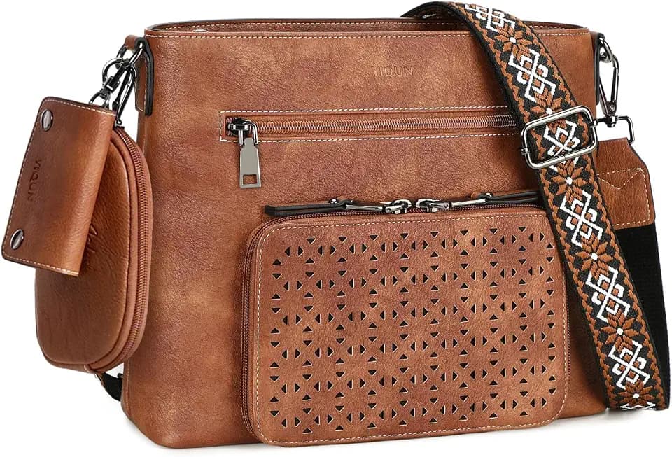 Crossbody Purse for Women, Medium Crossbody Bags, Multi Pocket PU Leather Cross Body Bag Woman Built in with RFID Wallet