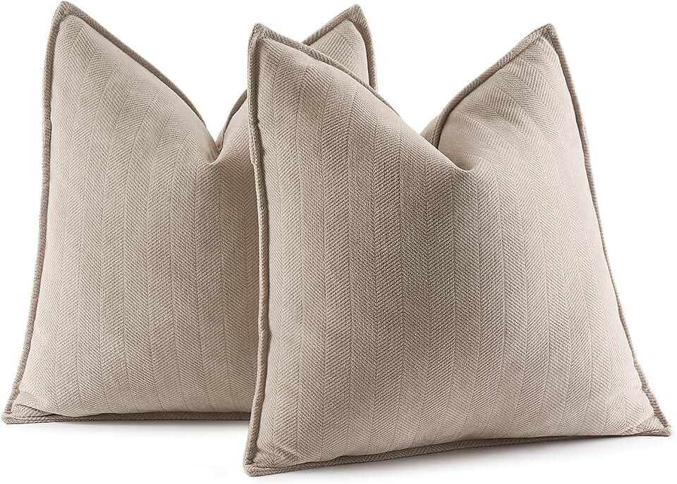 MIULEE 2er Kissenbezug 45x45 Beige Chenille Kissenhülle zierkissen | Weiche Kissenbezüge Sofakissen dekokissen zierkissen Elegantes Design für Couch Sofa Wohnzimmer