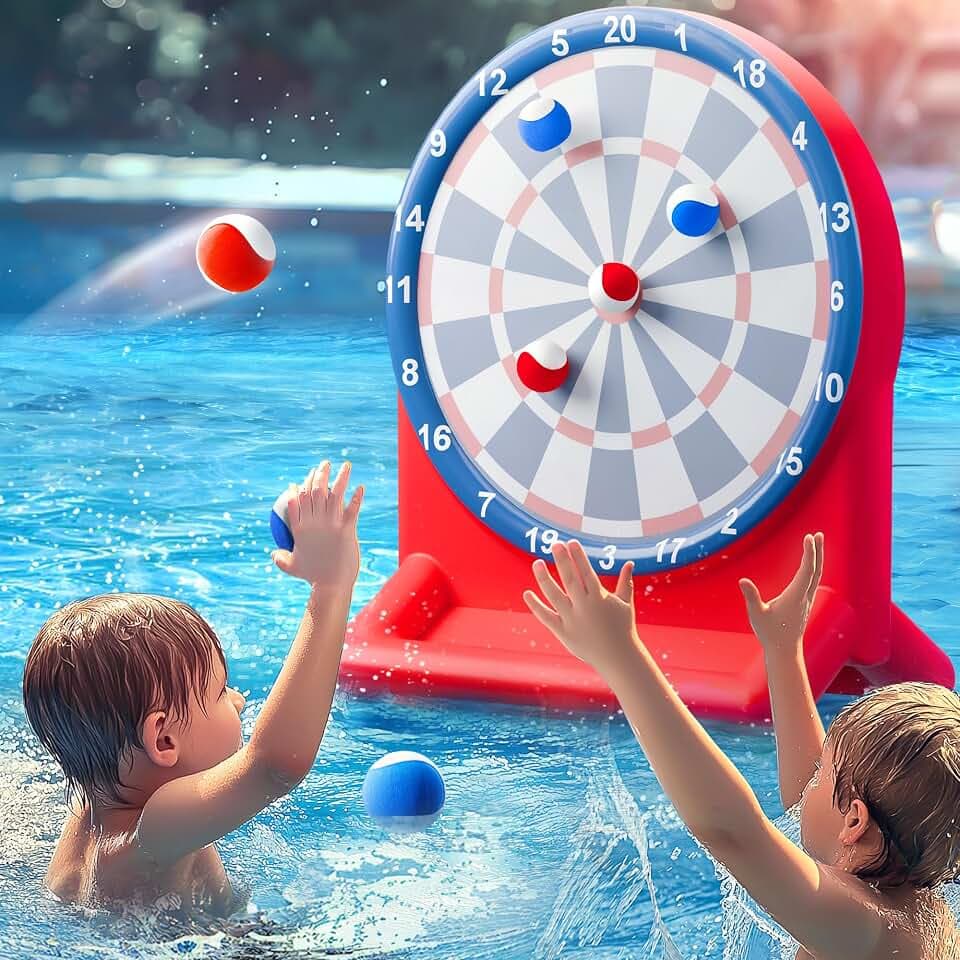 Funscape Kids Fun Swimming Pool Toys, Inflatable Dart Board Toss Water Game