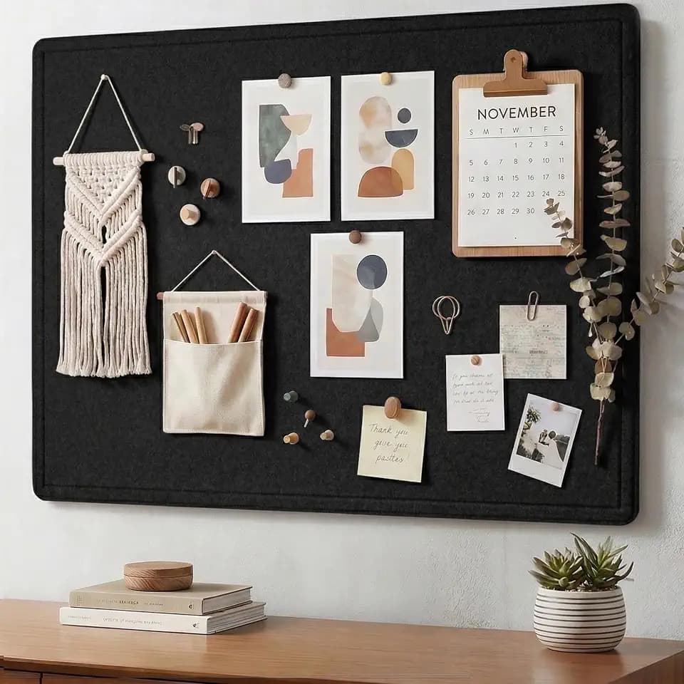 AKTOP Foldable Felt Bulletin Board 24x16 inches, Black