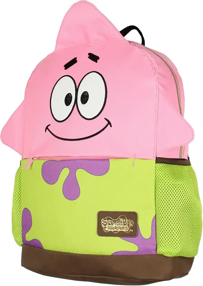 INTIMO SpongeBob SquarePants Patrick Star School Travel Backpack With Faux Leather Bottom 16"