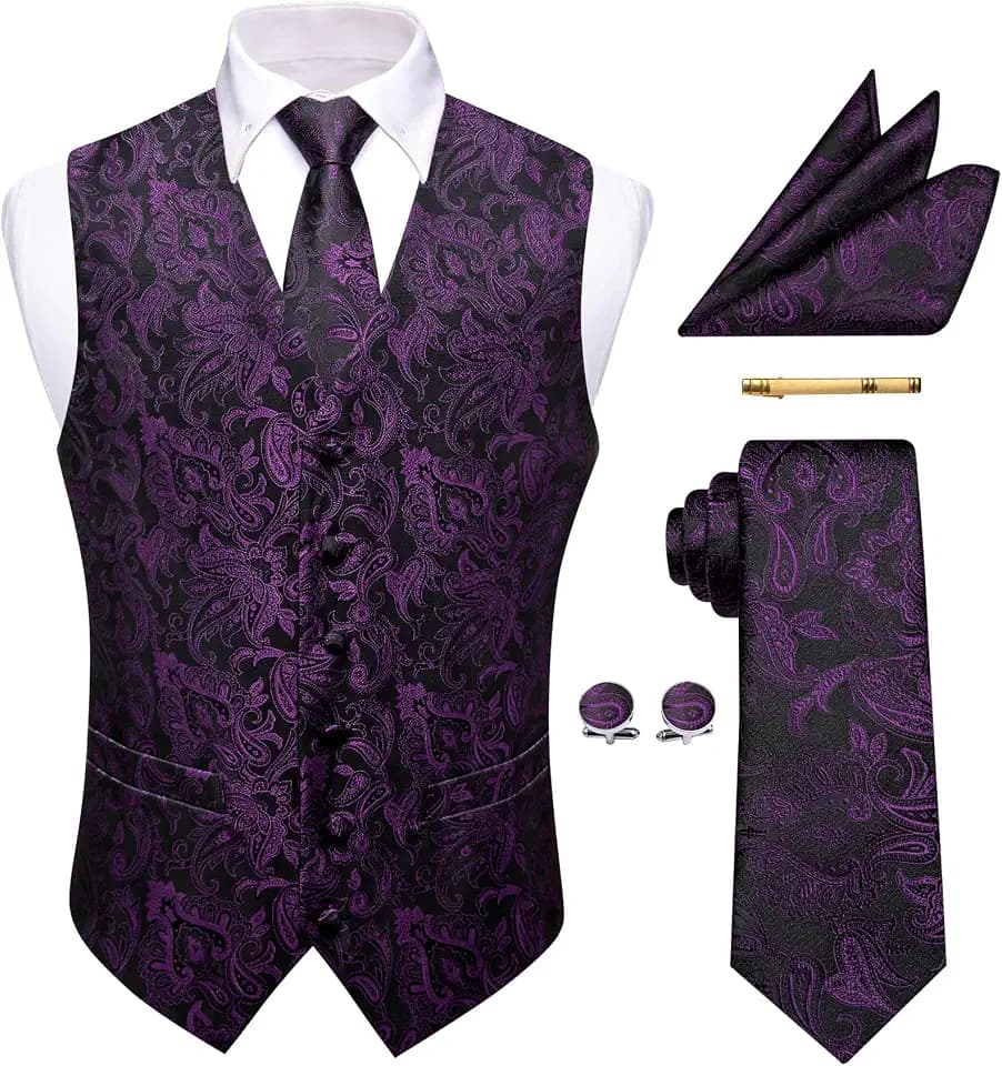 YourTies Weste für Herren, Seiden-Jacquard, Blumenmuster, Paisleymuster