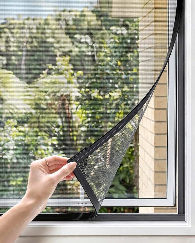 Paramondo DIY Magnetic Window Screen, Durable Black Frames with Gray Fiberglass Mesh, 51” x 59” Adjustable No Drilling Cut-to-Fit Screens for House Windows