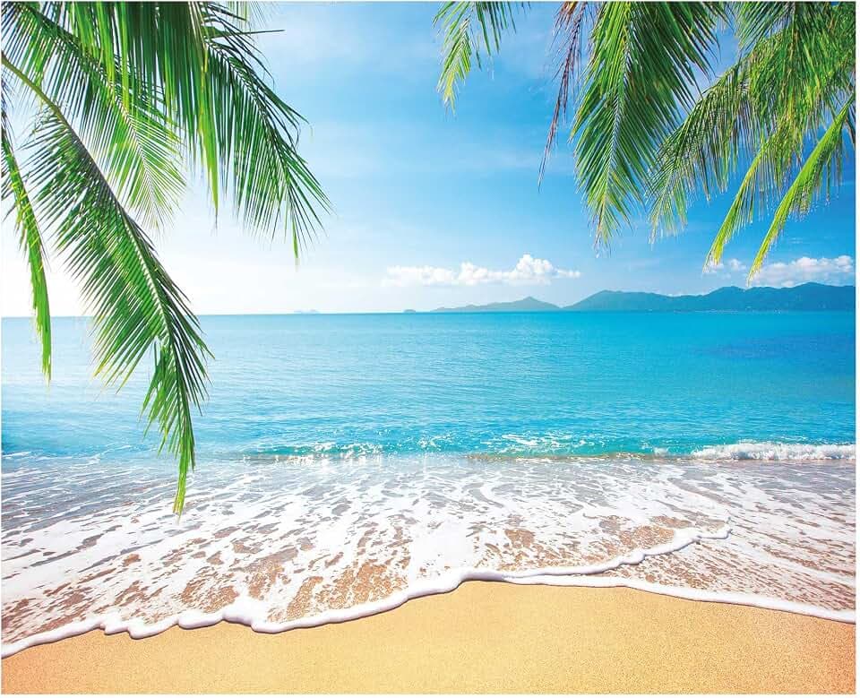 Allenjoy 10X8ft Tropical Summer Backdrop Beach Palm Leaves Photography Background for Wedding Happy Birthday Baby Shower Decoration Banner Photo Booth Props Yellow