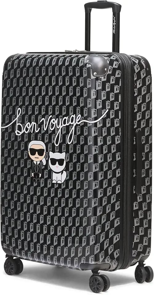 KARL LAGERFELD Paris Unisex Luggage Suitcase,Black/Grey,Large