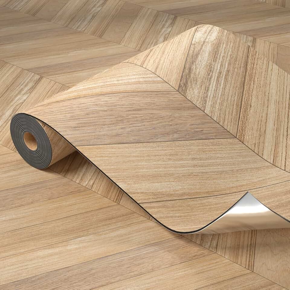 PVC Bodenbelag Selbstklebende Vinylboden Holz Verdickter 0.15cm Fliesen Einfache DIY-Bodenbelage Fischgrätenmuster-Effekt für Küche, Balkon, Büro 60 * 300CM, 1.8m² Gelbes Naturholz