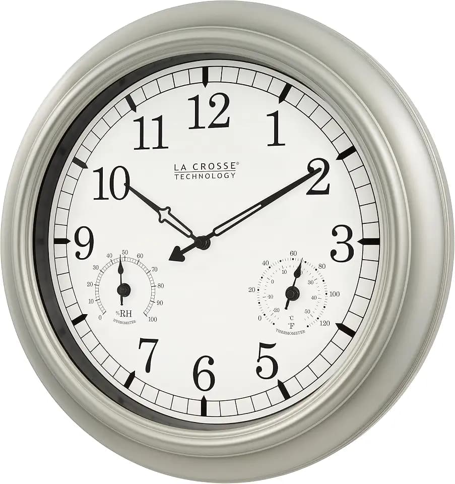 La Crosse Technology WT-3181PL-Q Quartz Time Analog Indoor/Outdoor Wall Clock, 18"