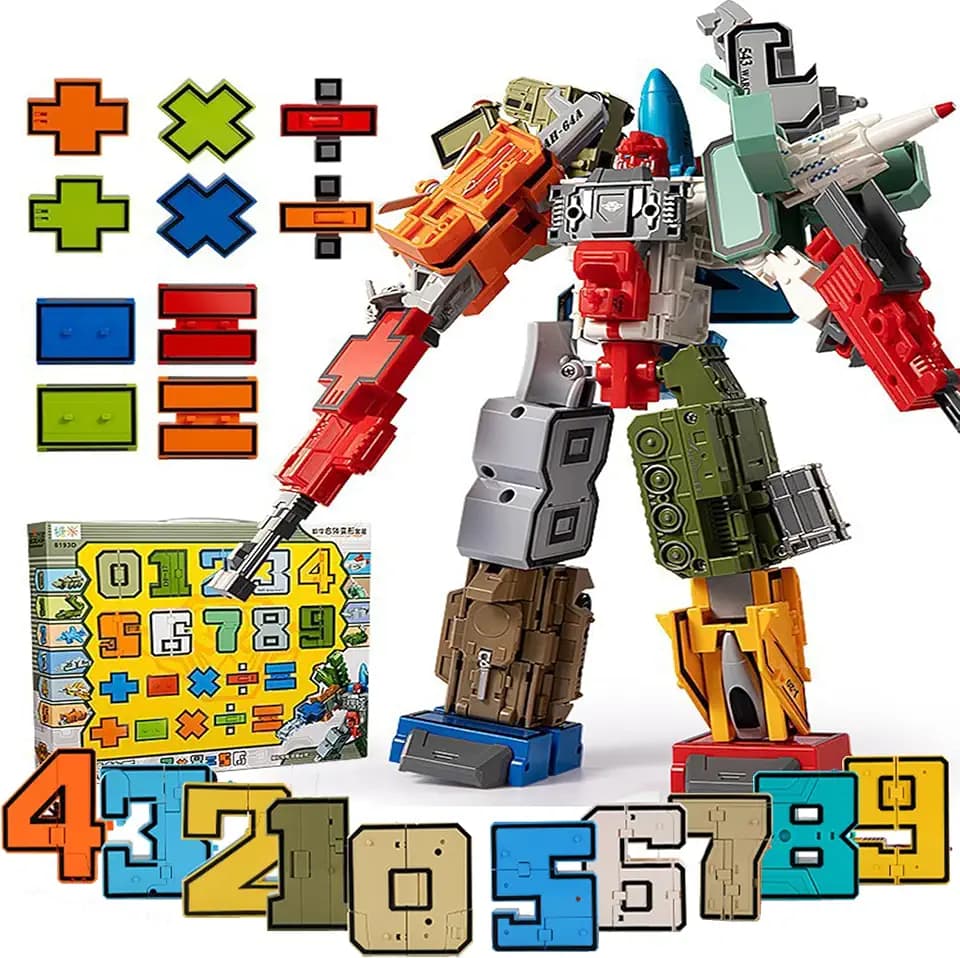 Zahl Transforming Robots, Transforming Spielzeug für Geburtstagsgeschenk, Kinder intellektuelles spielzeug, Geschenke, pädagogische Roboter 3-6 Jahre Kinder spielen lernen (type 2（0-9）)