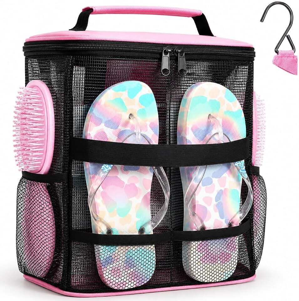 NOBLIGOAL Large Mesh Shower Caddy, Portable Hanging Travel Toiletry Bag