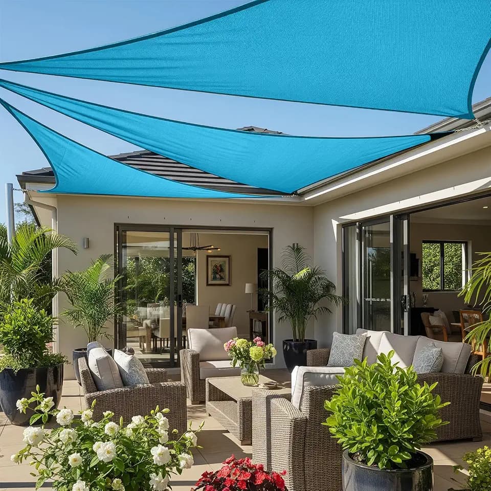 Cool Area Sun Shade Sail for Patio, Triangle 10x10x10ft, Turquoise Blue