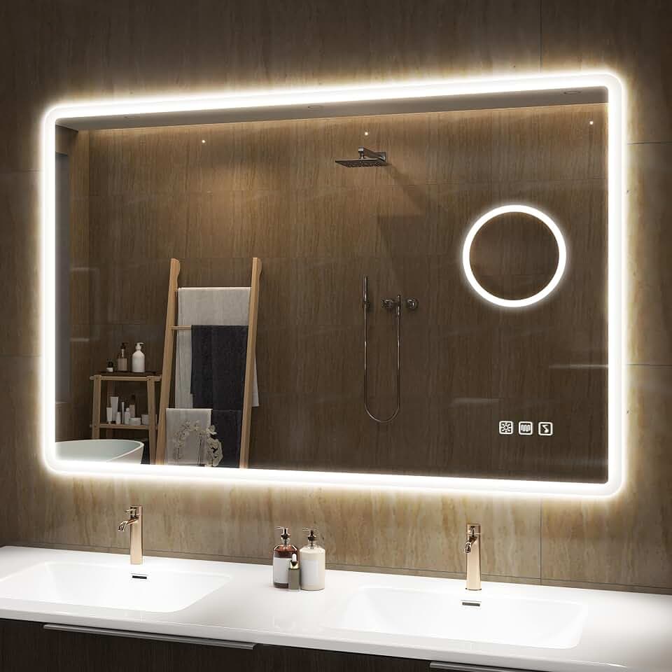 S'bagno 100 x 70 cm Bluetooth-Badezimmerspiegel mit LED-Lichtern, 5-fache