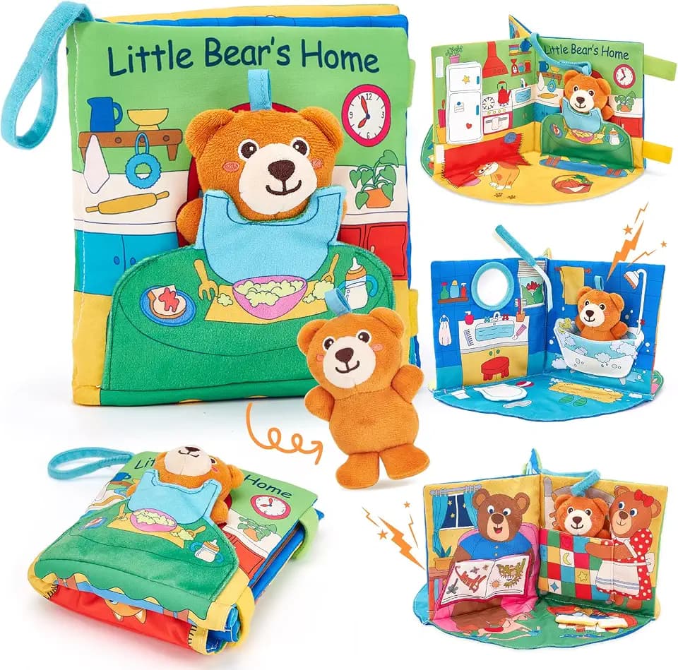 hahaland 3D Book for 0-12 Months Soft Cloth Interactive Activity Baby Book