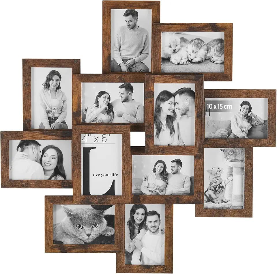 SONGMICS Bilderrahmen-Collage, 12 Fotorahmen für 10 x 15 cm Bilder