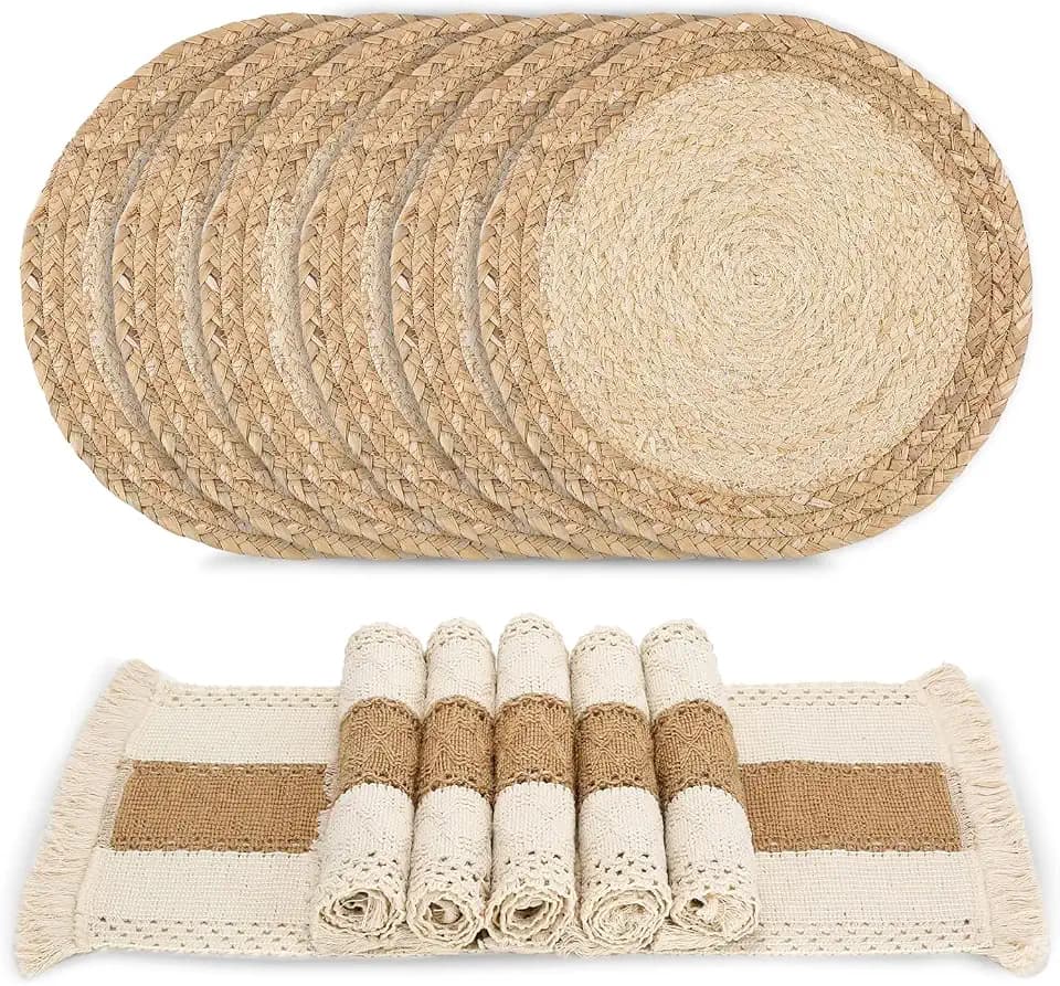 Placemats Set of 6 with 6 PCs Round Placemats and 6 PCs Table Mats