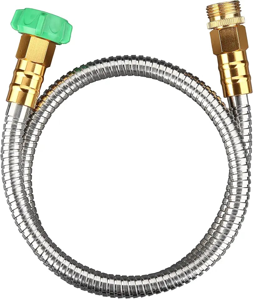 Beaulife 3FT 304 Stainless Steel Metal Garden Hose, Female to Male Metal Connector, Flexible Short Water Hose with Leakproof Fittings, Kink Free, Dog Chew Proof Leader Hose for RV, Reel Extension