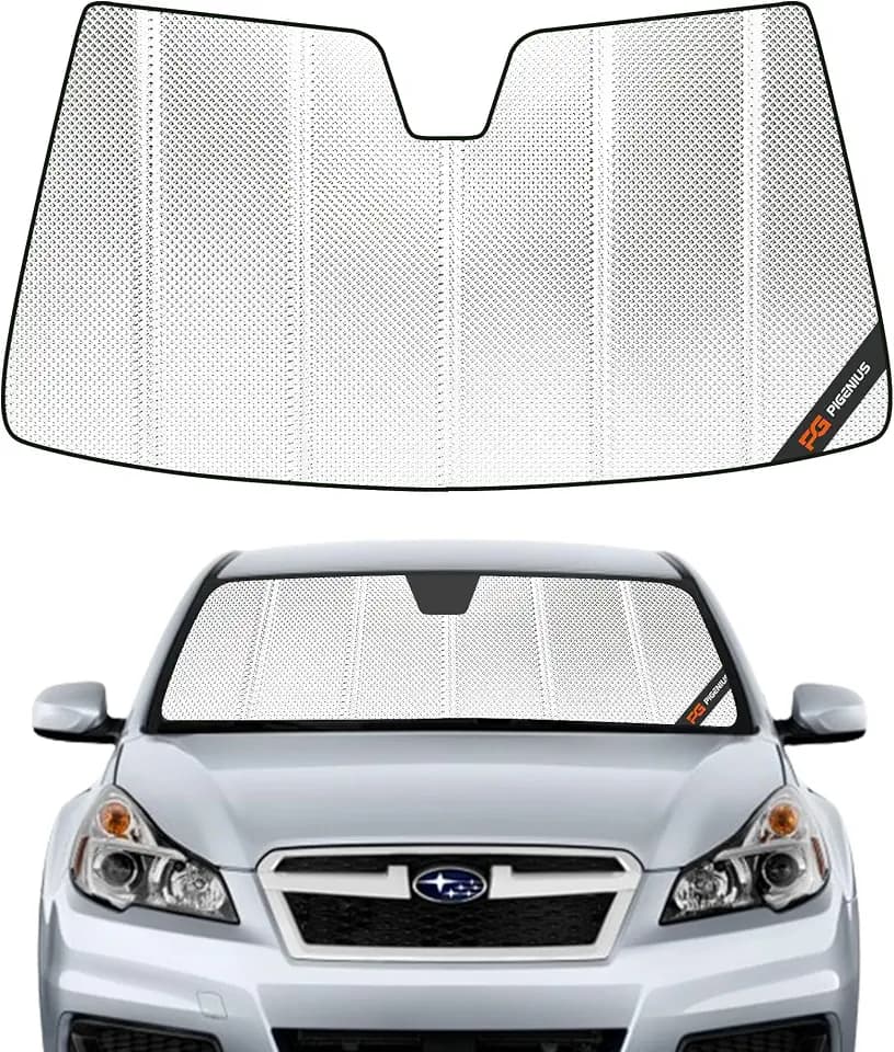 Pigenius Windshield Sun Shade for Subaru Legacy/Outback 2015-2019 with Eyesight Driver Assist. Reflective Aluminum Film Front Window Sunshade - BLAZBLOCK