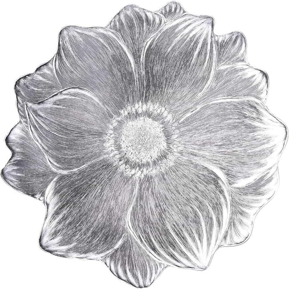 6 Stück Lotus Platzsets Silber PVC Abwaschbar Rund 38 cm Hitzebeständige rutschfeste Tischsets für Küche Party Weihnacht Hochzeit