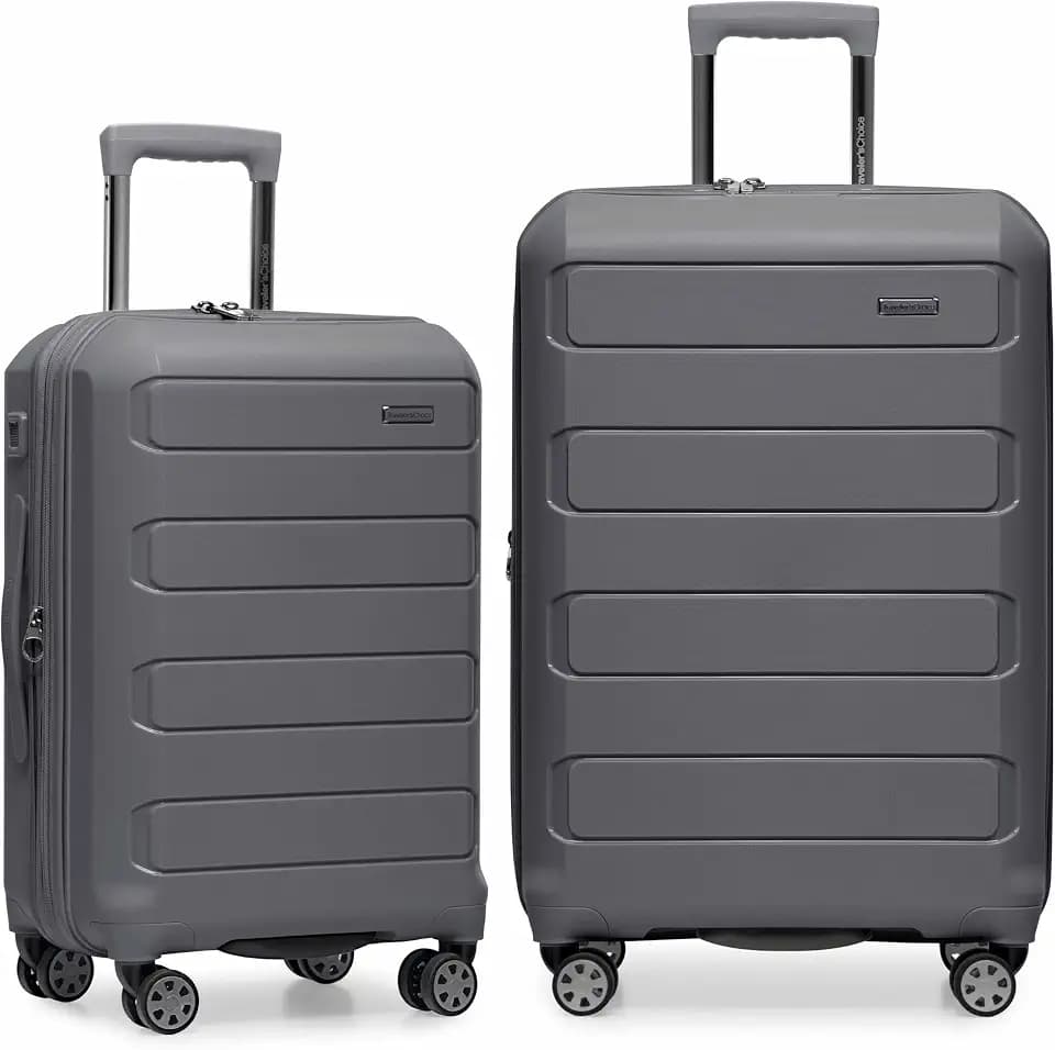 Traveler's Choice Pagosa Hardshell Expandable Luggage with Spinner Wheels, Gray, 2-Piece Set (22/27)
