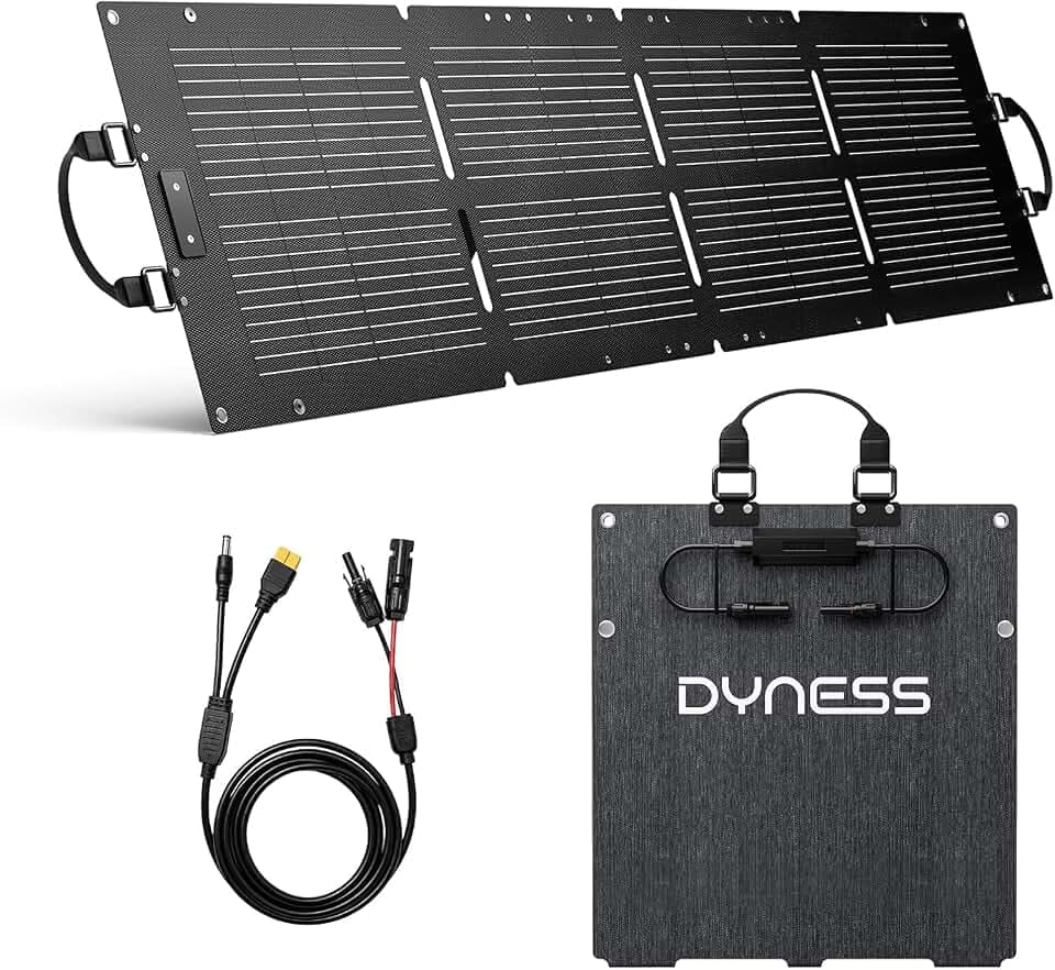 Dyness 100W Faltbares Solarpanel für Powerstation mit Monokristalline Solarzelle, 23% Wirkungsgrad, IP68 Wasserdicht, MC4/ /XT60/DC-Ausgängen, Tragbares Solarmodul für Wohnmobil Camping Solaranlage