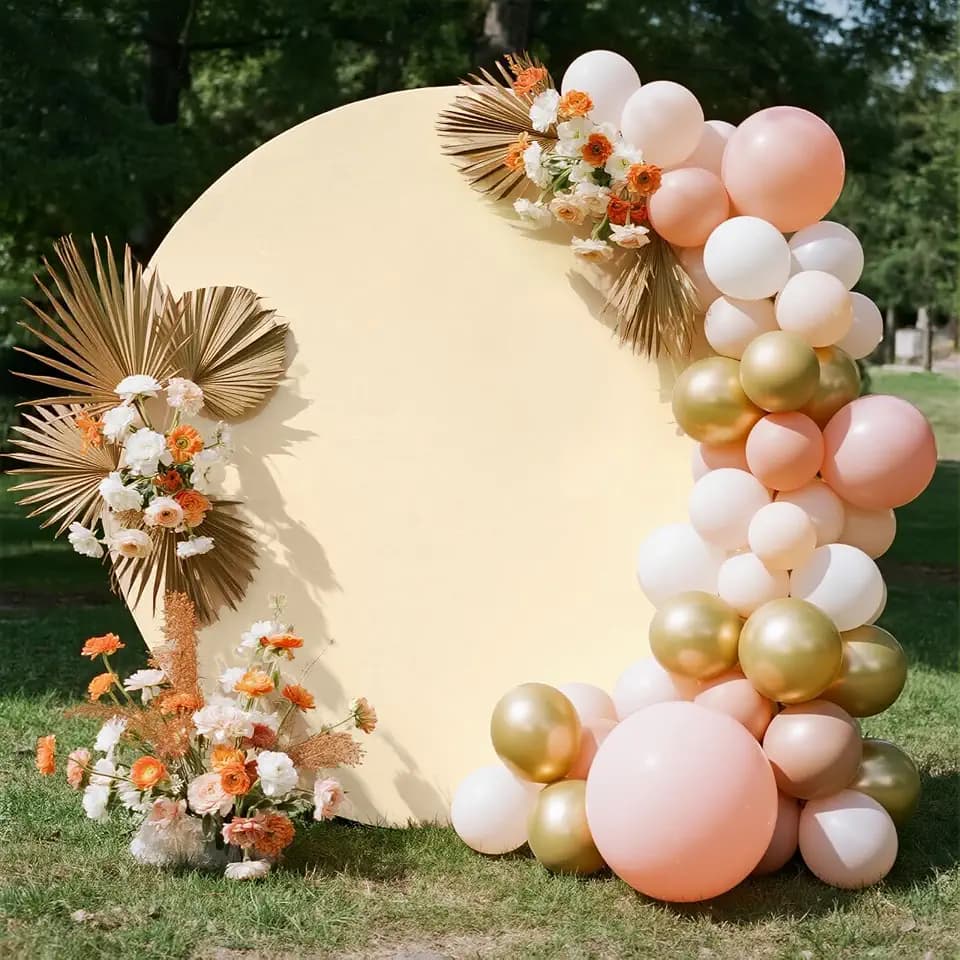 7.5FT Beige Round Backdrop Cover, Circle Arch Backgound Stand Cover