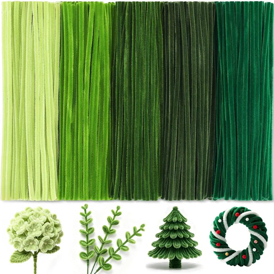 Veroave Pipe Cleaners, 500 PCS Green Pipe Cleaners Crafts