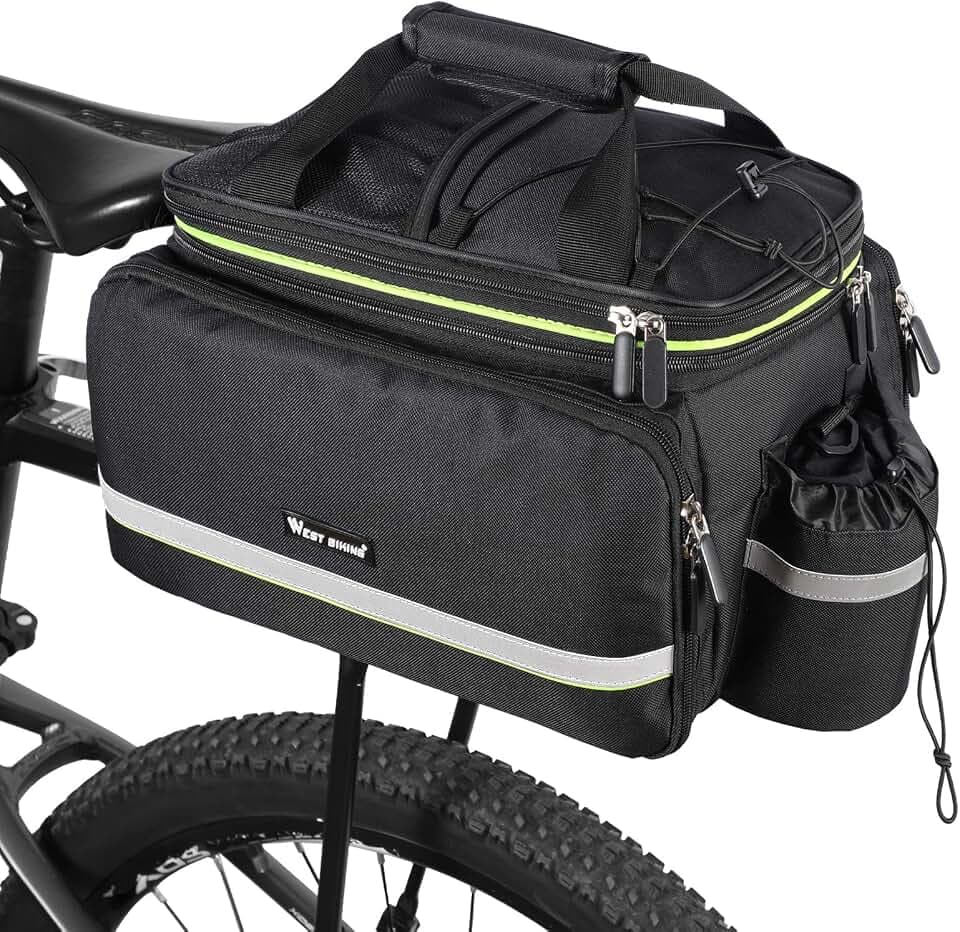 West Biking Rear Pannier Bag - 35L Large Capacity Waterproof Multi-Function Bicycle Rack Carrier, Detachable Tail Seat Trunk Bag With Handbag Shoulder Strap for Storage