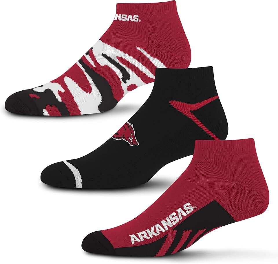 For Bare Feet NCAA unisex-adult Camo Boom 3 Pack Ankle Sock