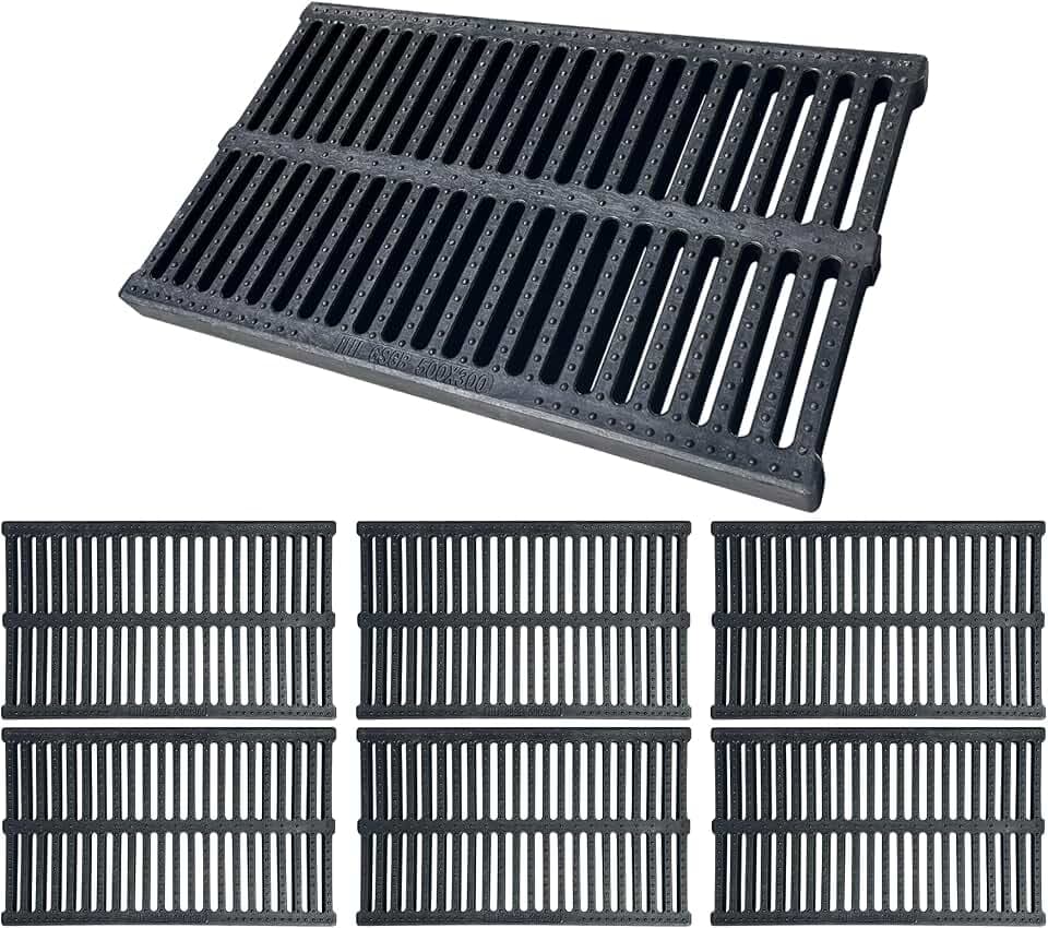 6er-Set Abflussgitter Polymer Kunststoff 500x300x30 mm Rinnenrost